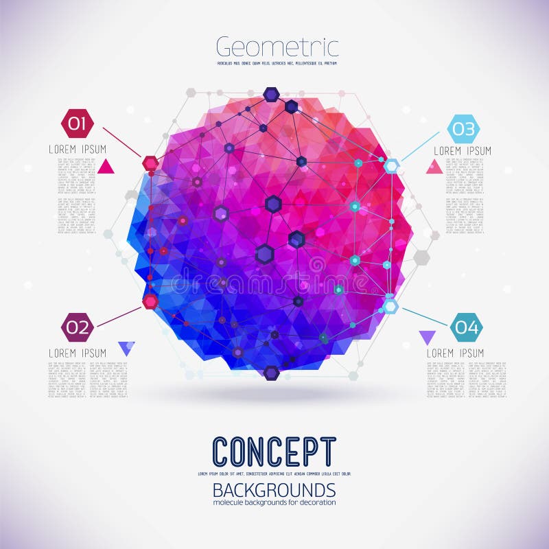 Abstract concept geometric lattice, the scope of molecules, the molecules in the hexagon. stock illustration
