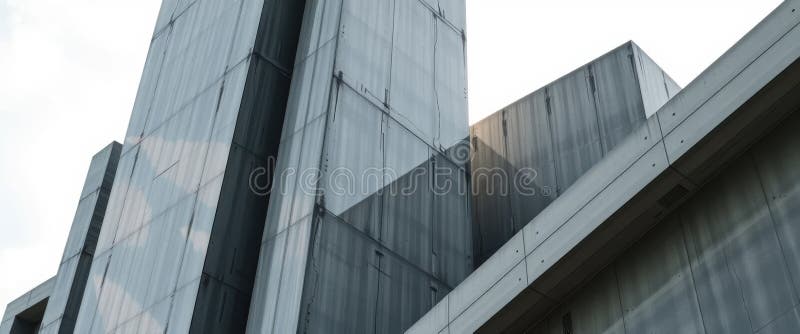Abstract Concrete Architecture Geometric Building Facade stock illustration