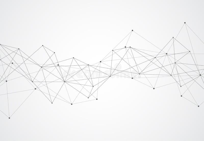 Abstract connecting dots and lines with geometric background stock illustration