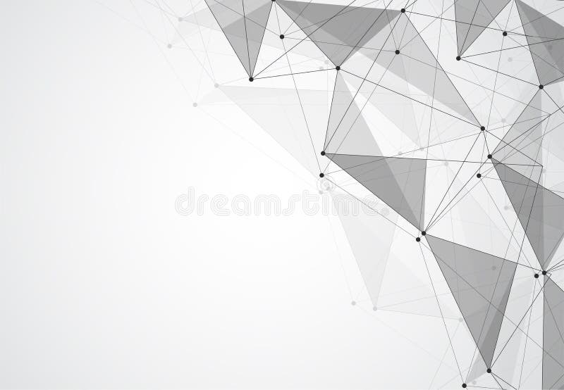 Abstract connecting dots and lines with geometric background. Modern technology connection science, Polygonal structure background vector illustration