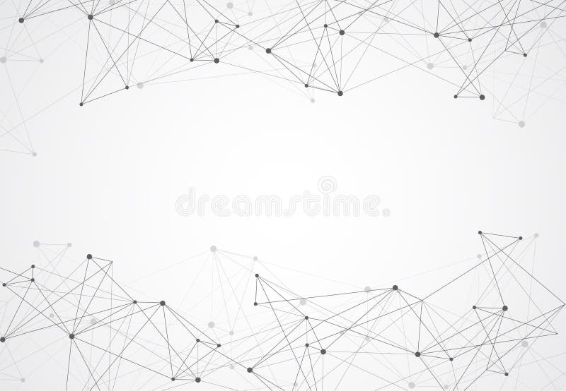 Abstract connecting dots and lines with geometric background stock illustration