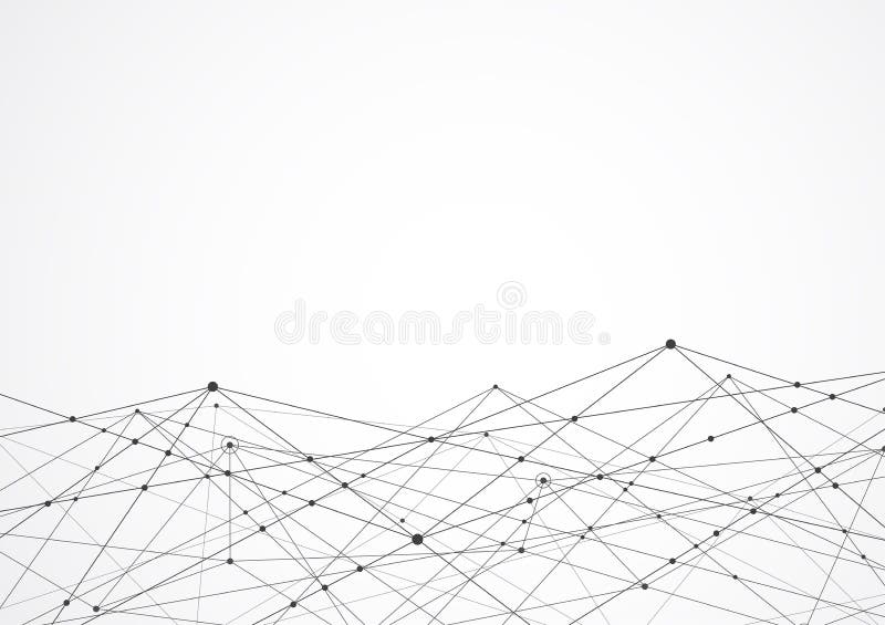 Abstract connecting dots and lines with geometric background. Modern technology connection science, Polygonal structure background royalty free illustration