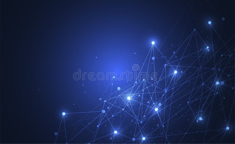 Abstract connecting dots and lines with geometric background stock illustration
