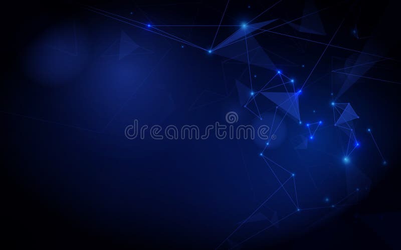 Abstract connecting dots and lines. Abstract polygonal space low poly dark blue background royalty free illustration