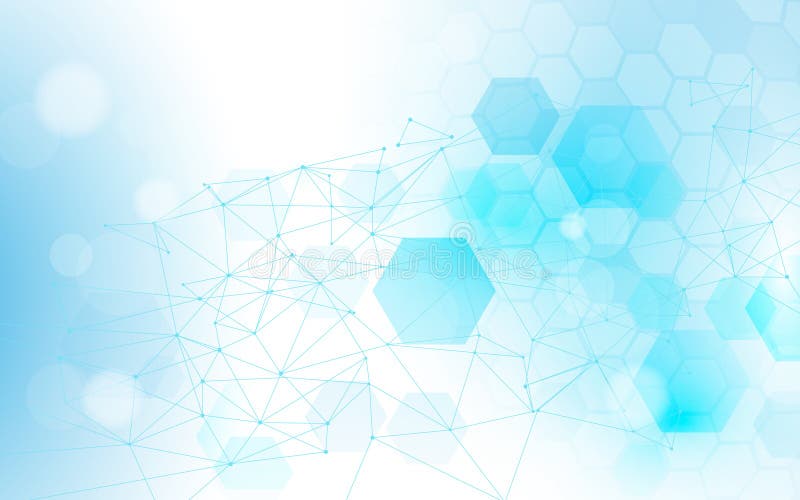Abstract connections lines and hexagons with science, technology concept background stock illustration Abstract connections lines and hexagons with science, technology concept background stock illustration