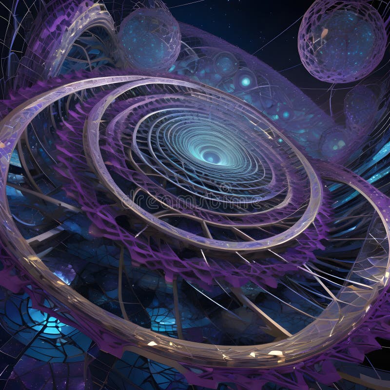 Abstract Cosmic Structure with Spirals in Starry Night Sky royalty free stock photos