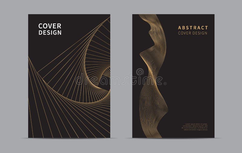 Abstract cover design. Golden line wave background. Luxury style. Vector illustration.