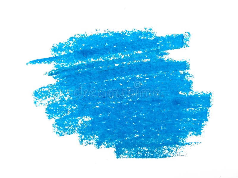 Abstract Crayon on White Background. Blue Crayon Scribble Texture. Wax