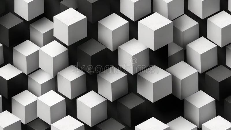 Abstract creation of floating cubes in monochrome setting showcasing depth and texture in k resolution multiple d cubes in varying royalty illustrazione gratis
