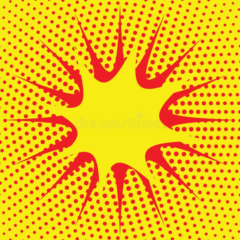 Abstract Creative concept comics pop art style blank layout template with clouds beams and isolated dots pattern on