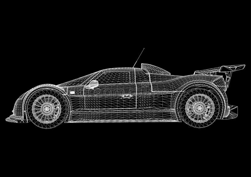 Abstract Creative concept vector background of 3d car model. Sports car. royalty free illustration