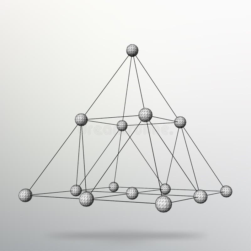 Abstract Creative concept vector background of geometric shapes - pyramid. Scope of lines and dots. Molecular lattice royalty free illustration