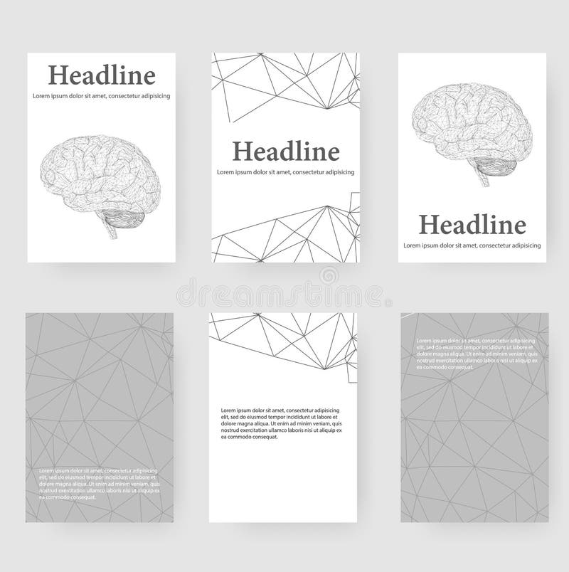 Abstract Creative concept vector background of the human brain. Polygonal design style letterhead and brochure for royalty free illustration