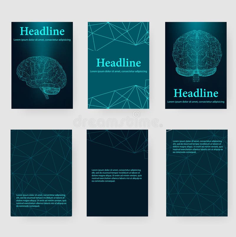 Abstract Creative concept vector background of the human brain. Polygonal design style letterhead and brochure for stock illustration