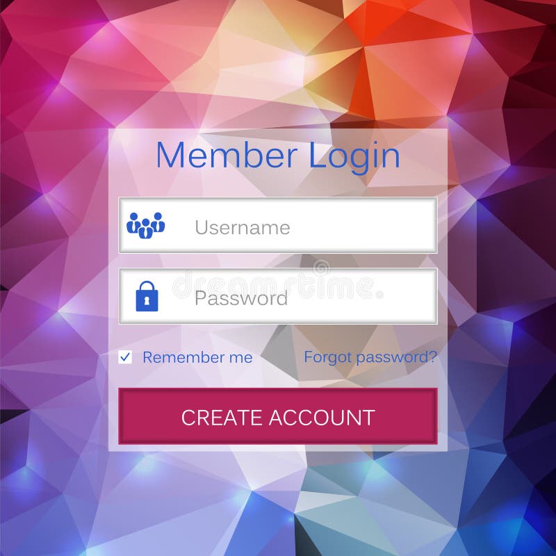 Abstract creative concept vector member login form interface. For web page, site, mobile applications, art illustration stock illustration Abstract creative concept vector member login form interface. For web page, site, mobile applications, art illustration stock illustration