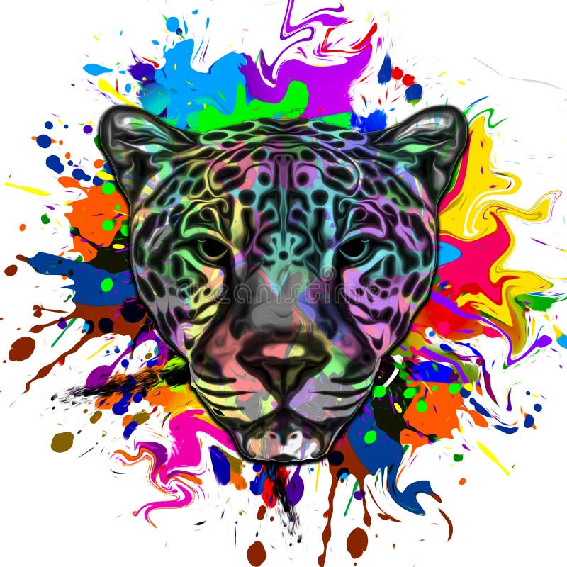 Colorful Tiger Head with Half Skull Stock Illustration - Illustration ...