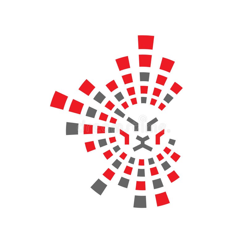 Lion head with data technology logo stock illustration