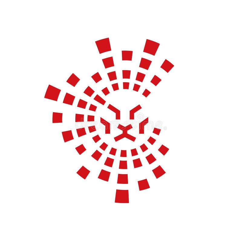 Lion head with data technology logo vector illustration