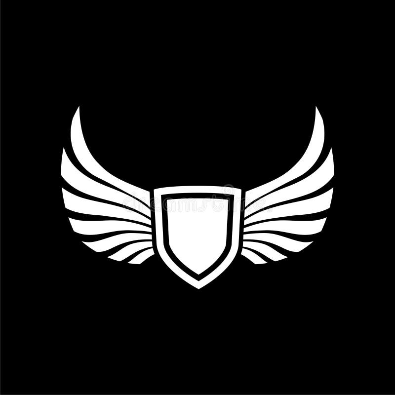 Abstract Creative Shield and Wings Logo Design Isolated on Black Background  Stock Illustration - Illustration of element, concept: 163154154