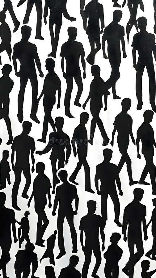 Abstract Crowd Silhouette: A Symphony of Black and White stock illustration