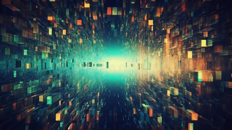 Abstract cubes in a dark room. Generative ai stock photography