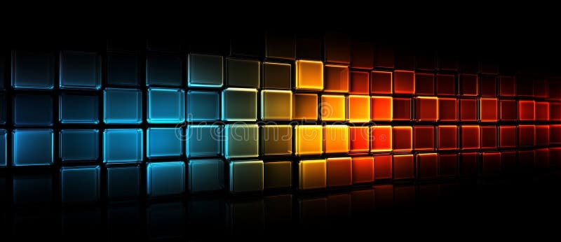 The abstract cubes have a vibrant and colorful appearance with glossy reflections royalty free stock images