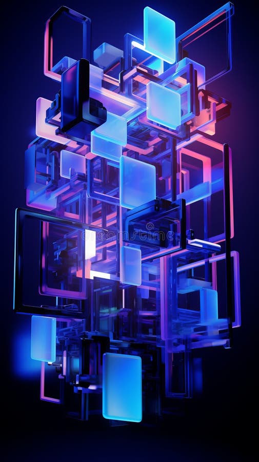 Abstract Cubes in Purple and Blue stock image