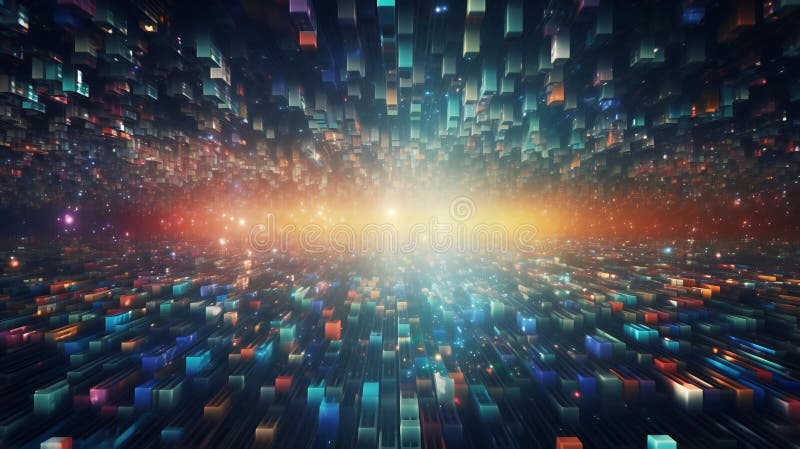 Abstract Cubes in a Room Illustratio. Generative ai stock photos