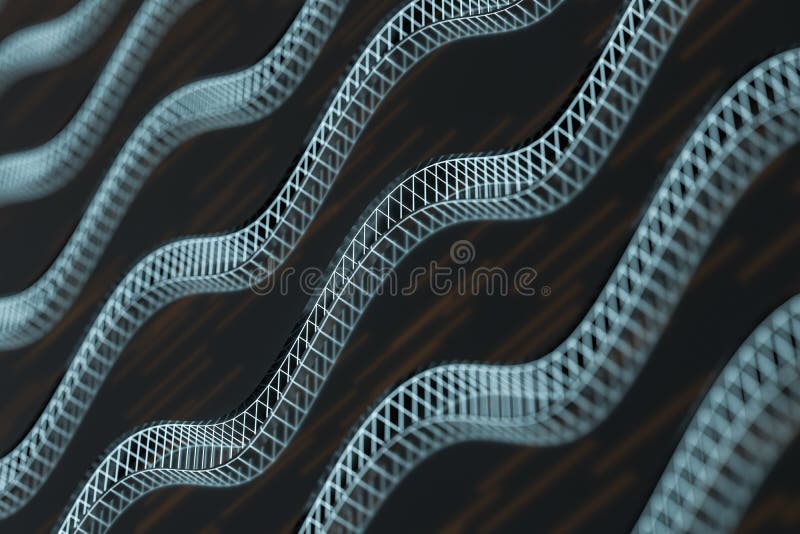 Abstract curve lines with dark background, 3d rendering vector illustration