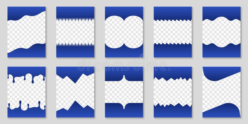 Abstract Curve Lines, Wave Frame for Web Page. Set of Separator Shapes. Template Divider Header for App, Banners or royalty free illustration