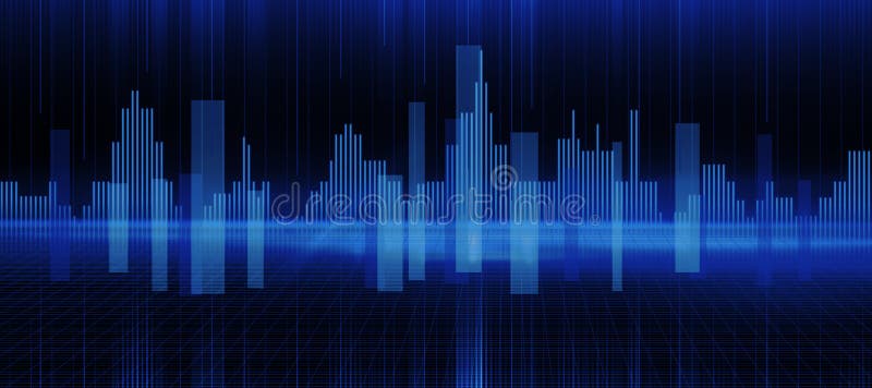 Abstract Cyber Wallpaper with Blue Lines Like Radio Frequency on Dark  Background Stock Illustration - Illustration of city, network: 219479576