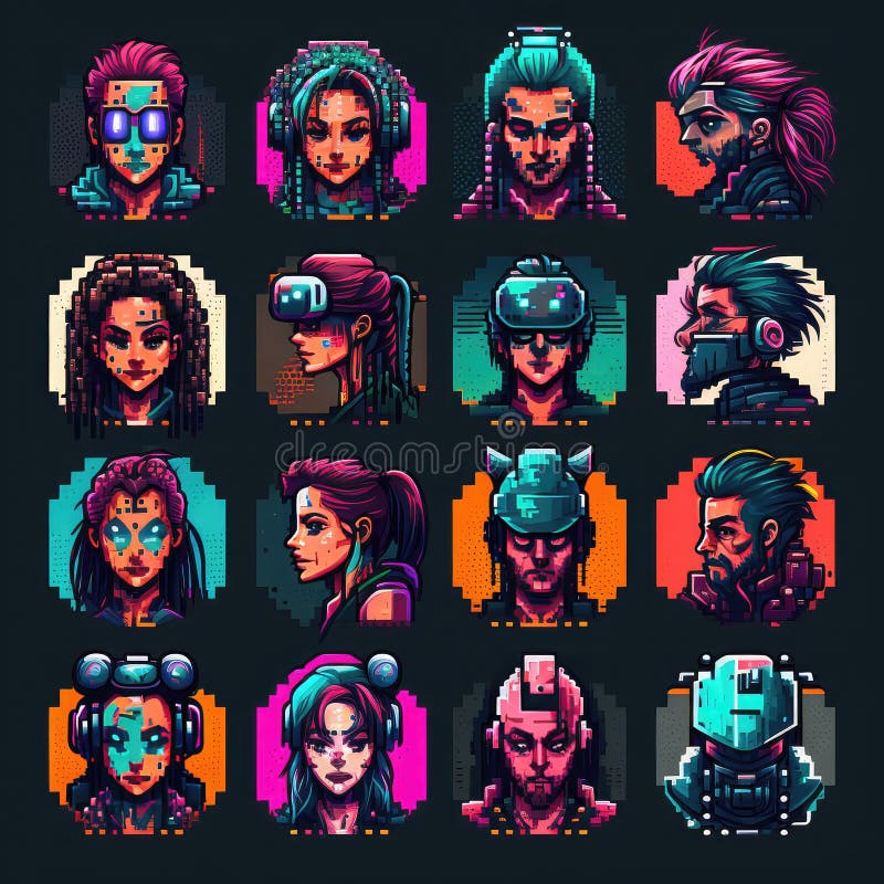 Free 3 Cyberpunk Characters Pixel Art 