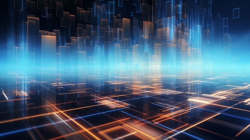 Abstract cyberspace building, Visualization digital technology background stock images