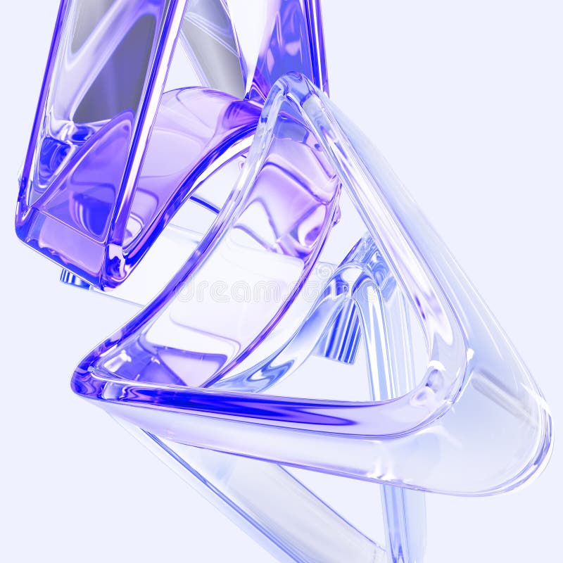 Abstract 3d background with flying glass arrows outline. Fluid geometric triangle shapes with holographic gradient texture. Render vector illustration