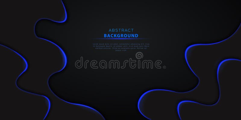Abstract 3d black wavy background with blue neon lights and text. Futuristic technology design element for cyber monday vector illustration Abstract 3d black wavy background with blue neon lights and text. Futuristic technology design element for cyber monday vector illustration