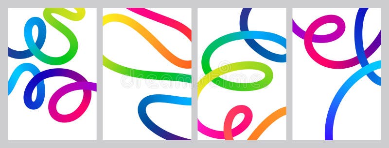 Abstract 3D Color Lines Pattern. Vector Background with Rainbow Gradient Ribbon Waves vector illustration