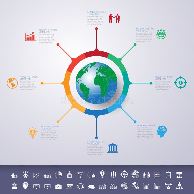 Abstract 3D digital illustration Infographic with world map.Can stock illustration Abstract 3D digital illustration Infographic with world map.Can stock illustration