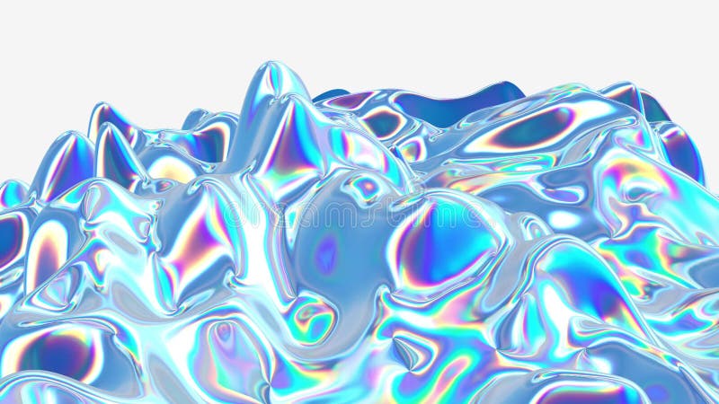 Abstract 3D Futuristic Holographic Fluid Surface Loop Animation stock illustration
