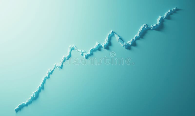 Abstract 3D Graph Representation Showing Upward Trend with Textured