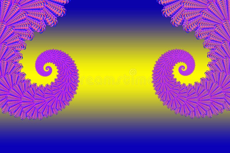 Abstract 3D-image on a bright multi-colored blue-yellow background with a fractal complex patterned element, modern stylish fantas vector illustration