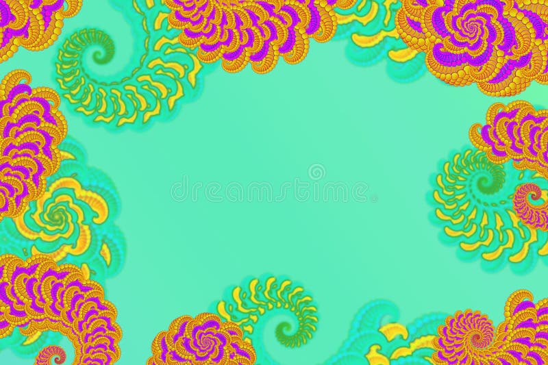 Abstract 3D image on a red background with a volumetric fractal complex patterned element of the curl in the form of flowers, mode stock illustration