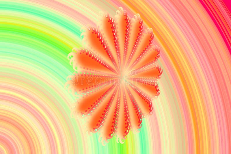 Abstract 3D-image with a volume on a multicolored background with a fractal complex patterned element in the form of a Daisy flowe stock illustration