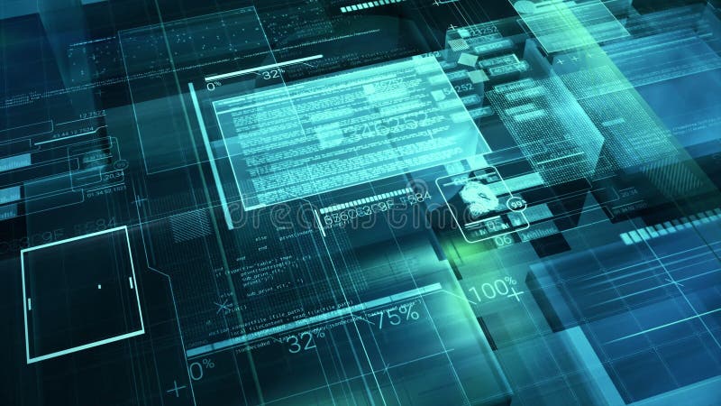 Abstract digital internet space with code elements. royalty free illustration