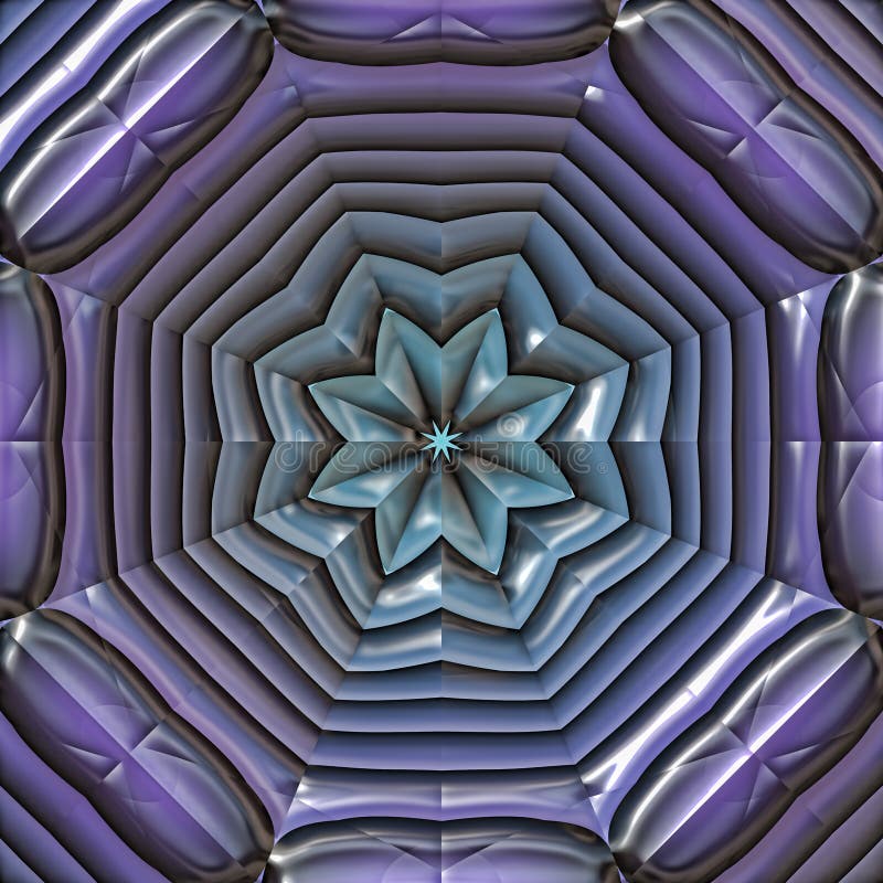 3d octagonal metallic surface floral pattern vector illustration