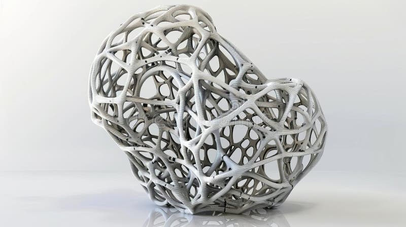115 Abstract 3D printed sculpture of complex translucent lattice structure royalty free illustration