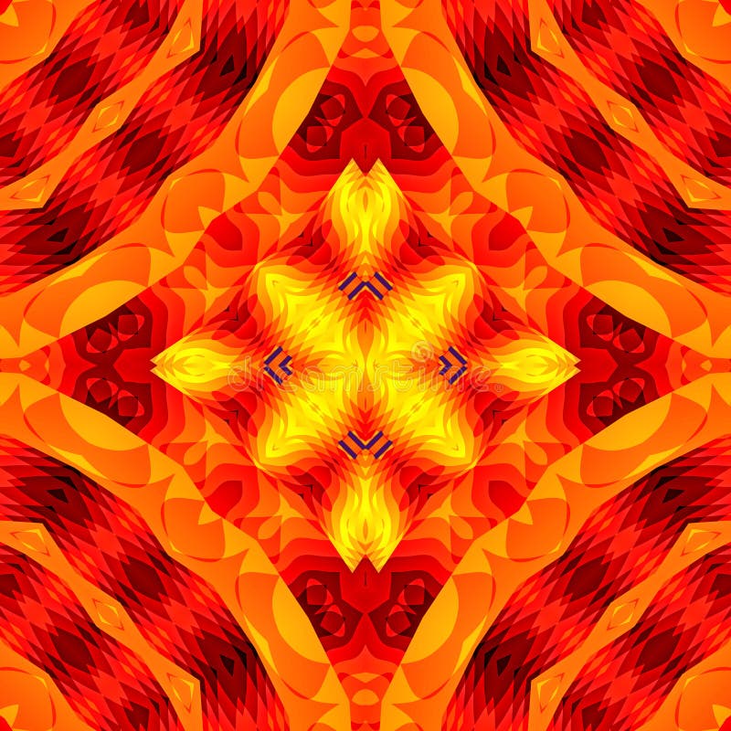 3d red yellow kaleidoscopic fractal pattern royalty free illustration