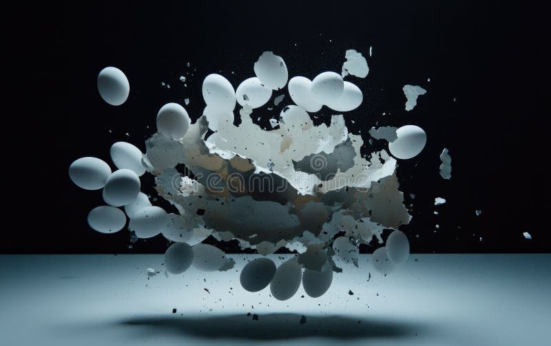 Abstract 3D Render of Exploding White and Brown Organic Shapes. Generative AI vector illustration