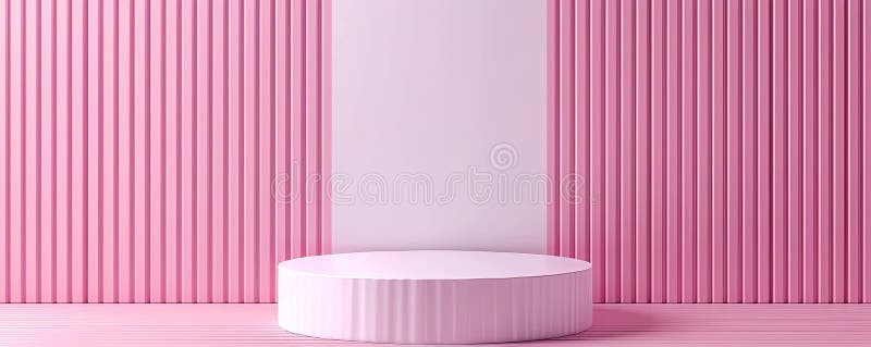 Redare abstractă 3d cu fond roz minim, cu forme geometrice și flori vector illustration