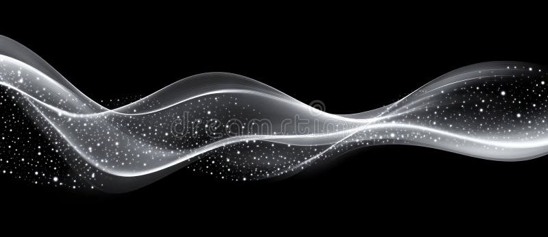 An abstract 3D rendering in black and white, depicting a computer-generated background with a quantum technology glow vector illustration