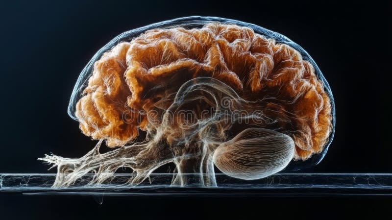 Abstract 3D Rendering of Human Brain Network Structure. Ai Generated
